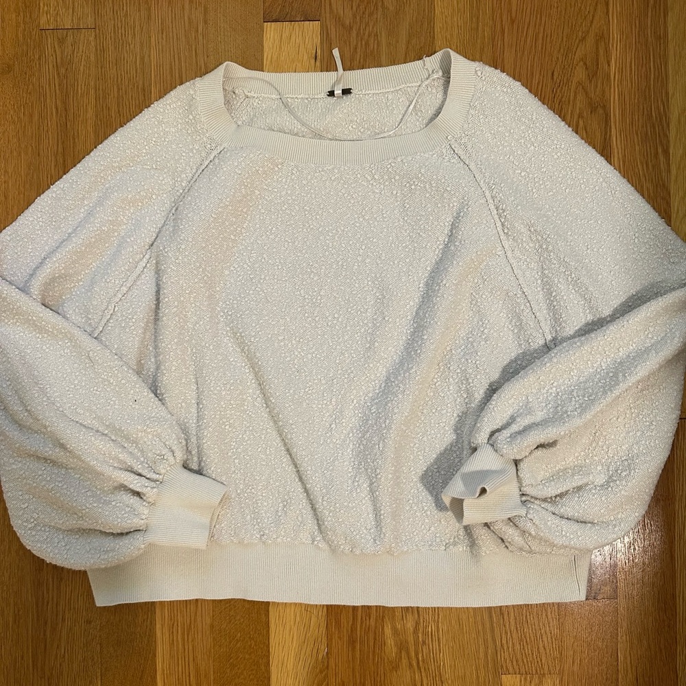 Free People Cream Textured Sweater